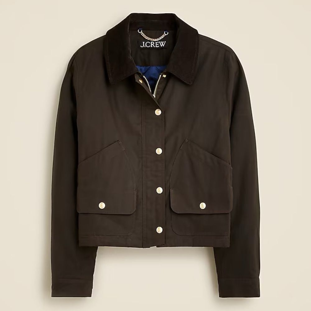 NWT J CREW Short Barn Jacket™ in English ripstop cotton in Mossy Brown - Picture 4 of 7